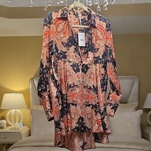 Free People Asymmetrical Dress in Red and Black